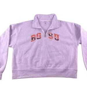 BGSU Ohio Women’s XL Cropped‎ 1/4 Zip Gray Pullover Hoodie NWOT Embroidered